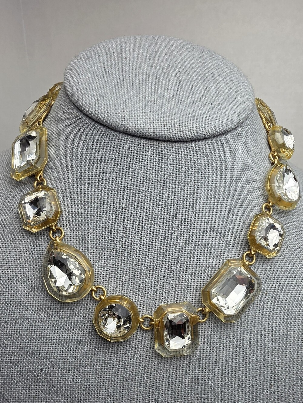 [J. Crew] Jewel Box Clear Faceted Crystal Statement Necklace
